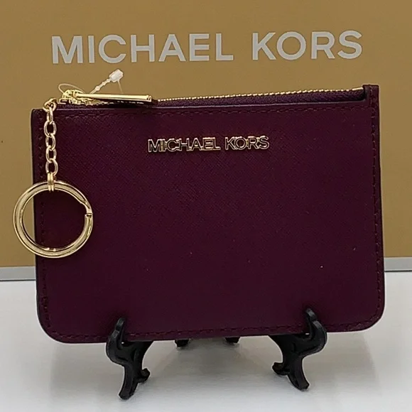 MICHAEL KORS SMALL TOP ZIP COINPOUCH WITH ID BORDEAUX COLOR - Picture 4 of 11